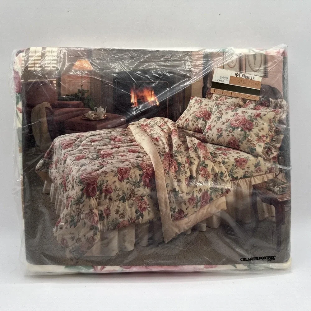 Vintage New Cannon Royal Family Full Flat Sheet Multicolor Floral Made in USA